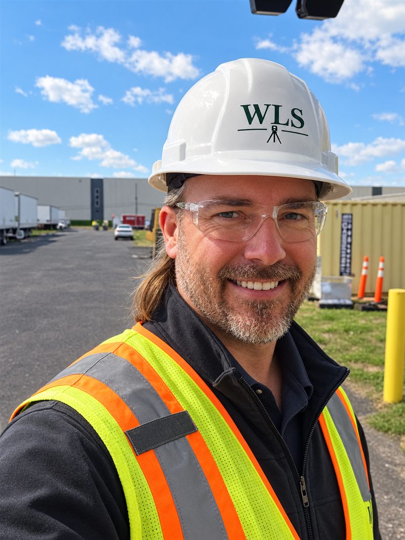 Andrew P. Weed in a hard hat and safety vest at a job site